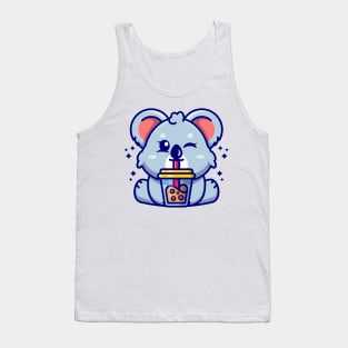 Cute koala drinking boba milk tea cartoon Tank Top